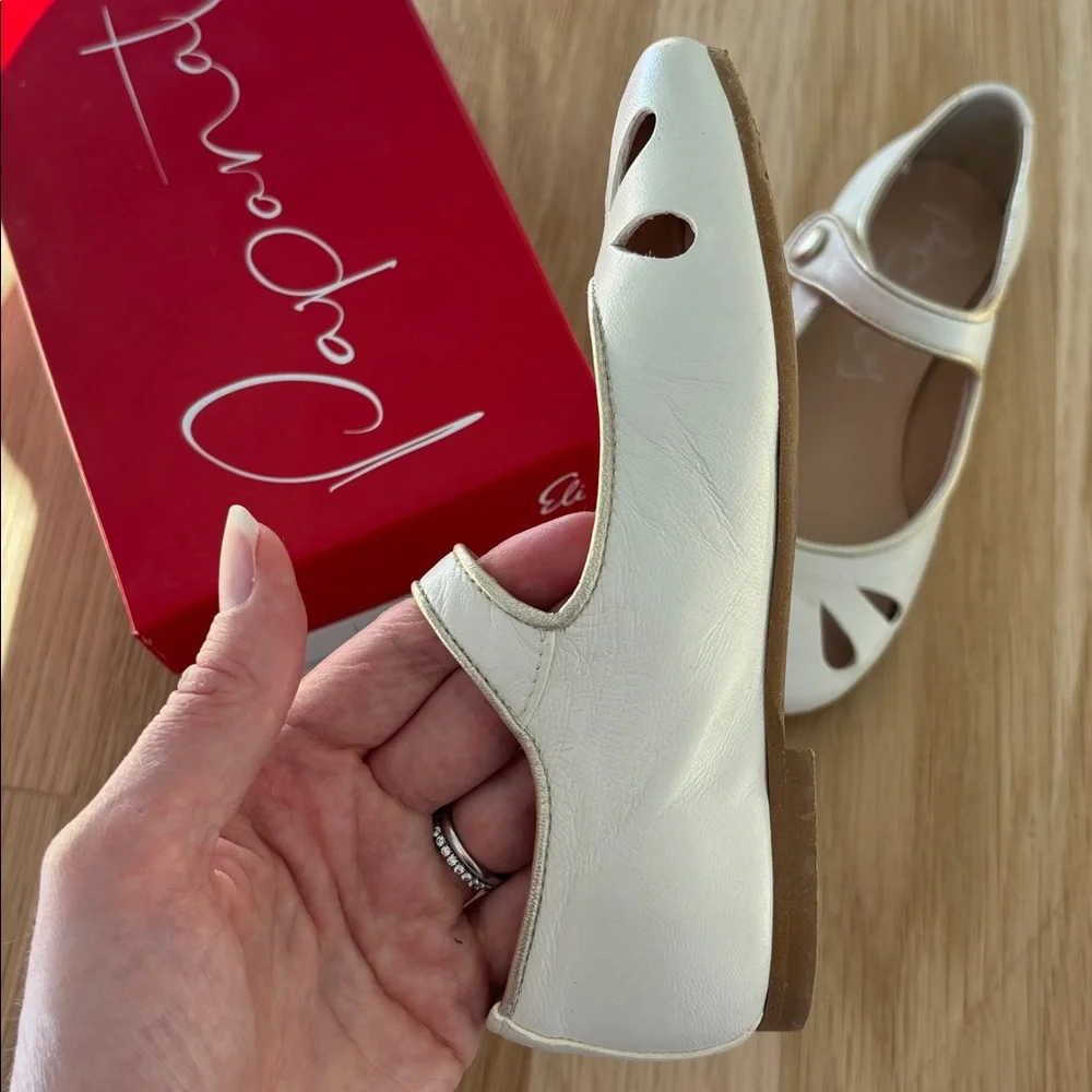 Eli 1957 Off-White Leather Cut Out Mary Jane Shoes for Little Girls